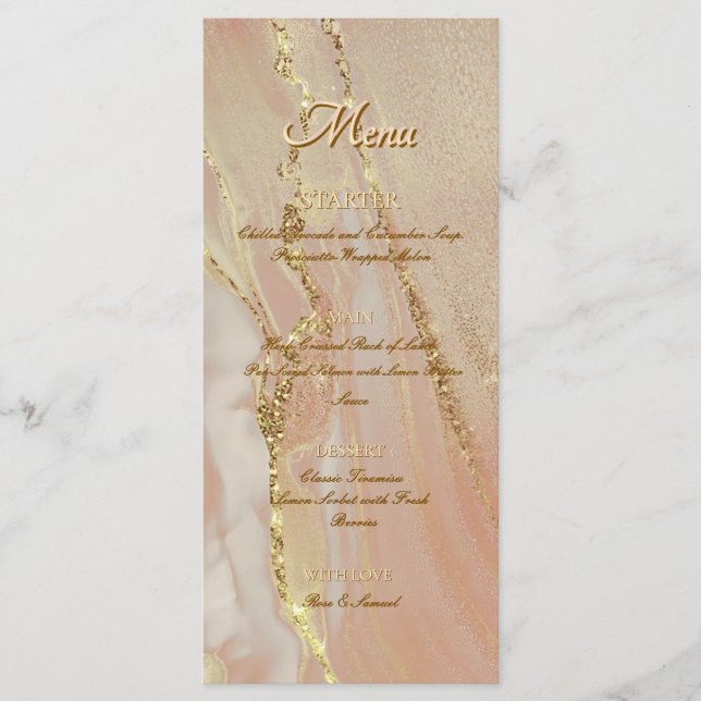 Menu Cardápio Flat Chic Glitter Dourado Rosa Tinta Álco (Frente)