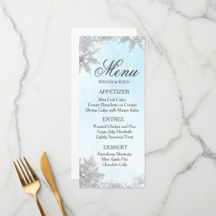 Menu Cardápio Floco de Neve Geado de Inverno