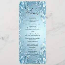Menu Cardápio Floral Decorativo Azul