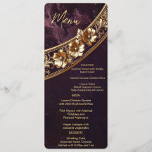 Cardápio Floral Dourado Ornamentado