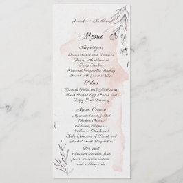Menu Cardápio Floral Moderno em Aquarela Bege e Cinza
