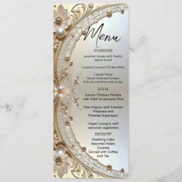 Menu Cardápio Flores Brancas Modernas Pérolas
