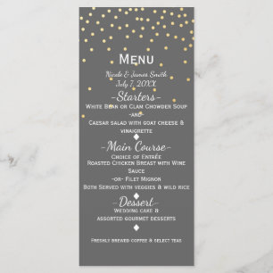 Menu Cardápio Glamour Moderno Pontos de Confetes Cinza