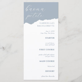 Menu Cardápio Italiano Dusty Blue para Despedida de Sol