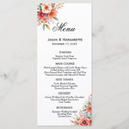 Menu Cardápio Minimalista Moderno Floral Terracota