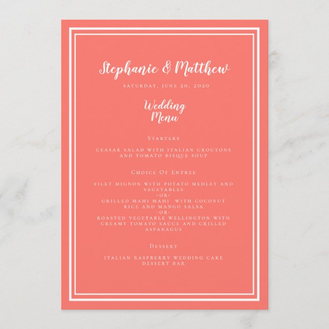 Menu Cardápio para Convidado de Casamento Simples Elega (Frente)