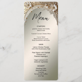 Menu Cardápio Pérolas Flores Brancas Modernas