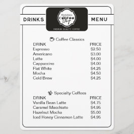 Menu Cardápio Personalizado de Bebidas de Cafeteria Pro