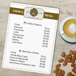 Menu Cardápio Personalizado de Bebidas para Cafeteria P