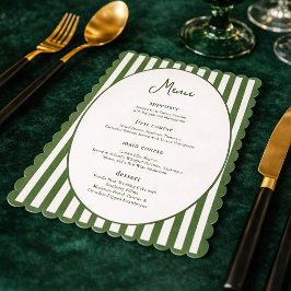 Menu Cardápio Plano com Listras Verdes Onduladas Casame