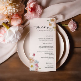 Menu Cardápio Plano de Casamento de Flores Coloridas da