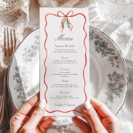 Menu Cardápio Plano de Casamento de Inverno com Laço Ve