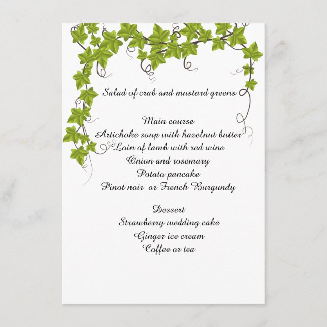 Menu Cardápio Plano de Casamento, Noivado, Chá de Panel (Frente)