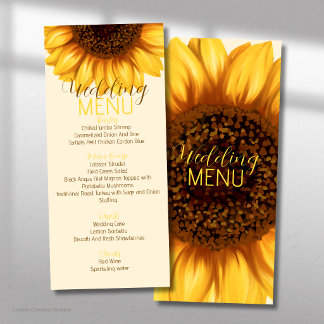 Menu Cardápio Plano de Casamento Rústico com Girassóis