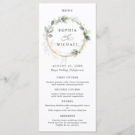 Menu Cardápio Plano de Casamento Verde e Dourado