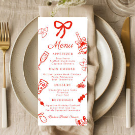 Menu Cardápio Plano de Comida Italiana Vermelha e Branc