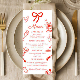 Menu Cardápio Plano de Comida Italiana Vermelha e Branc