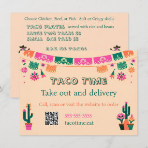 Menu Cardápio Plano de Comida Mexicana para Entrega ou