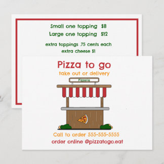 Menu Cardápio Plano de Pizza para Retirada, Entrega ou 