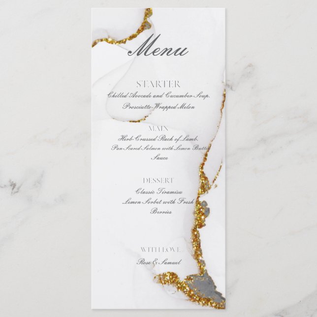 Menu Cardápio Plano Dourado Brilho Feito à Mão Tinta Al (Frente)