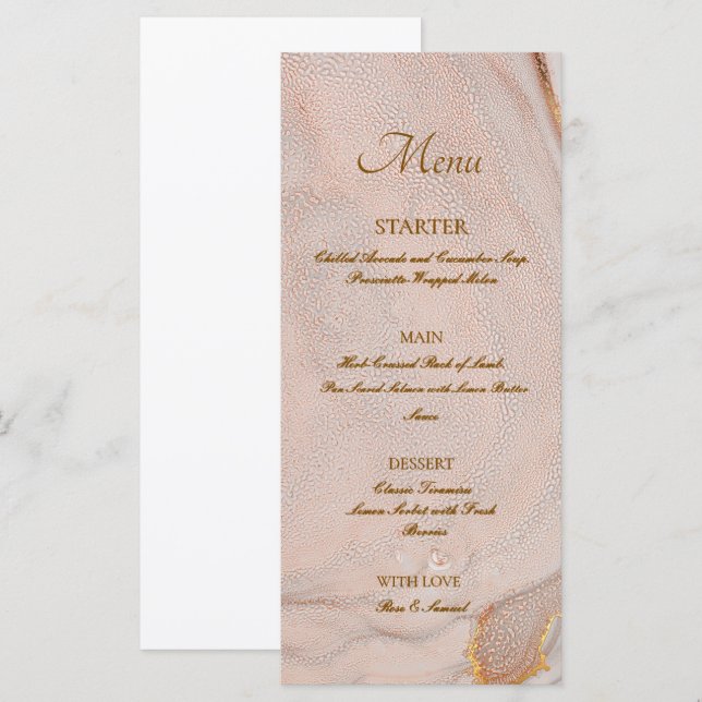 Menu Cardápio Plano Elegante Rosa Tinta Alcoólica (Frente/Verso)