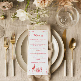 Menu Cardápio Plano para Chá de Noiva com Pizza Rústica