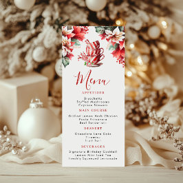 Menu Cardápio Plano para Festa de Chá de Poinsettia de 