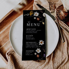 Menu Cardápio Preto Boho Flor Silvestre