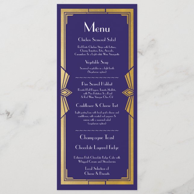 Menu Cardápio Recepção de Casamento Rústico Art Déco Na (Frente)