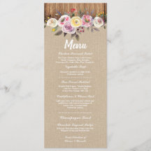 Cardápio Recepção de Casamento Rústico Lona de jut