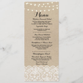 Menu Cardápio Recepção de Casamento Rústico Renda Burla
