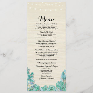 Menu Cardápio Recepção de Casamento Rústico Suculentas