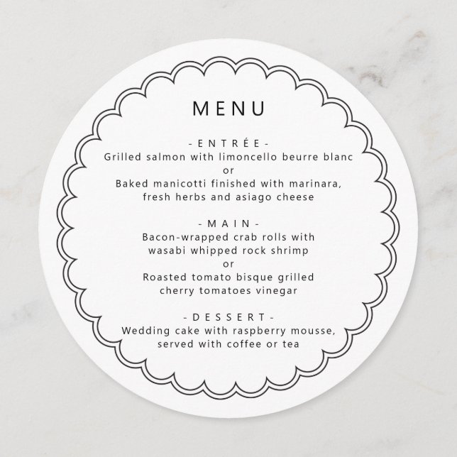 Menu Cardápio Redondo Moderno com Borda Canelada (Verso)