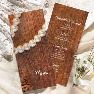 Menu Cardápio Rustic Pearls and Barn Wood Country