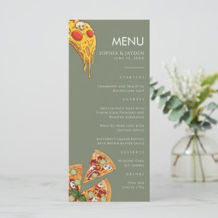 Menu Cardápio Verde Sage PIZZA Casamento Moderno Minima