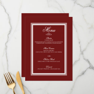 Menu Cardápio vermelho de casamento ruivo