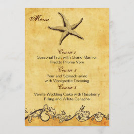 Menu cardápios de casamento para estrelas-do-mar russa