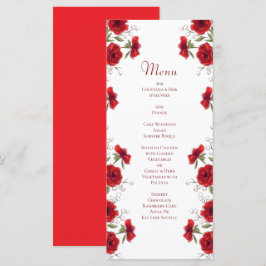 Menu Cardápios de Casamento Romântico Rosa Vermelha