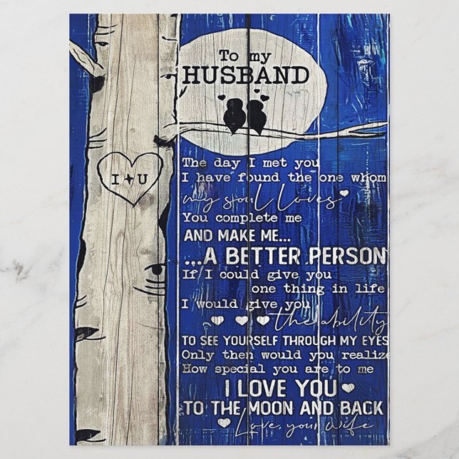 Menu Carta ao meu marido | Presente para marido (Frente)