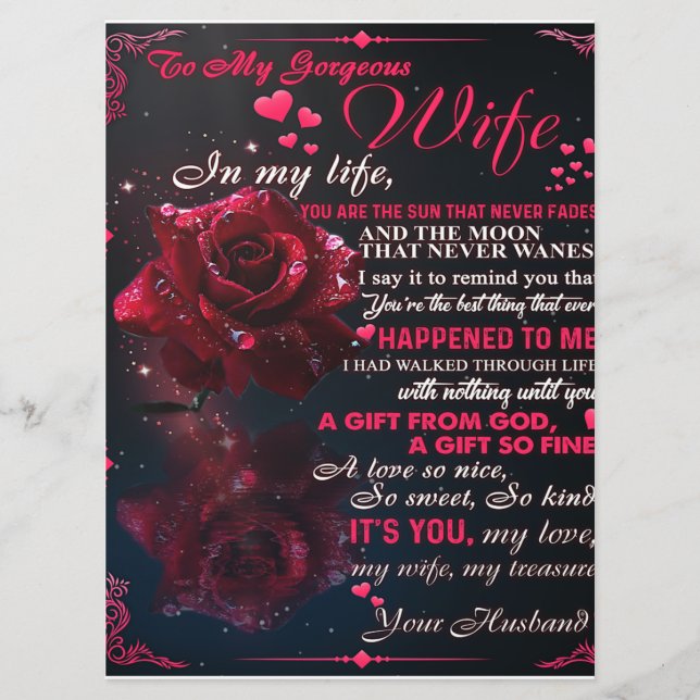 Menu Carta Para Minha Esposa Presente, Casal Adorável P (Frente)