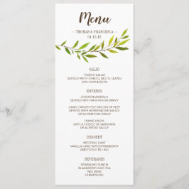 Menu Cartão-Menu Rustic Watercolor Greenery Wedding