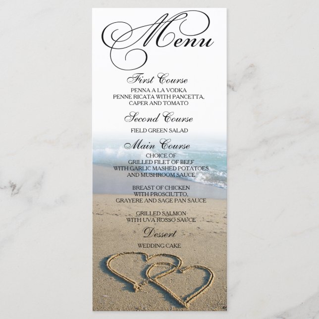Menu Cartaz do Janto de Casamento em Praia Shore (Frente)