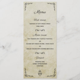 Menu Carteira de cardápio romântico do casamento veneno