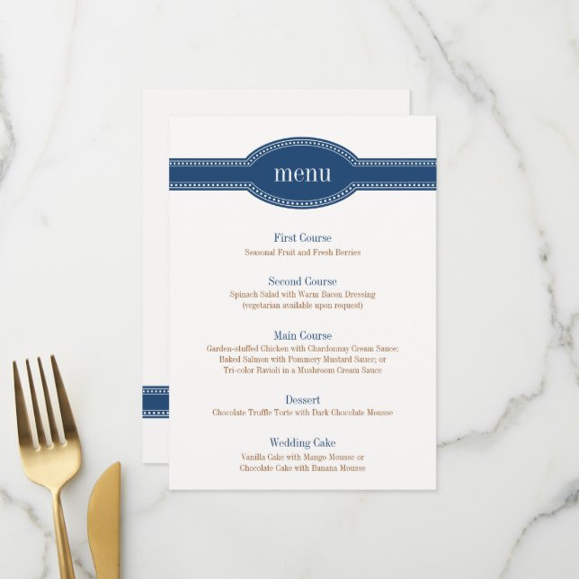 Menu Carteira de marinho, Coleção Caroline Wedding (Frente/Verso In Situ)