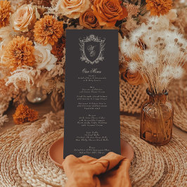 Menu Carvões Vintage Beige Casamento Antiquado