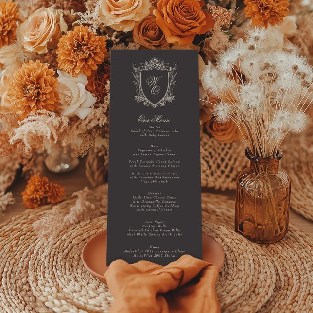 Menu Carvões Vintage Beige Casamento Antiquado (Criador carregado)