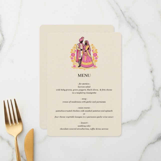 Menu Casal Indiano Colorido (Frente/Verso In Situ)