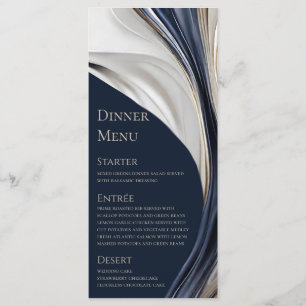 Menu Casamento - Abstrato Azul Moderno - Branco Do