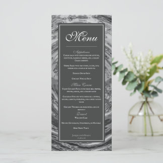 Menu Casamento Água Líquido Cromo Prata Elegante