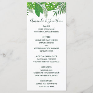 Menu Casamento Aloha Luau, Havaiana, Watercolor